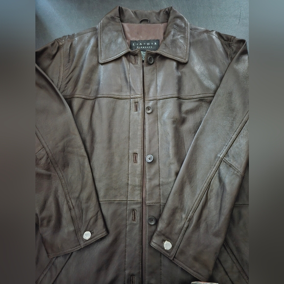 NWT - "Leather Elements" Brown Soft Leather Coat - Size 1X - Picture 3 of 16